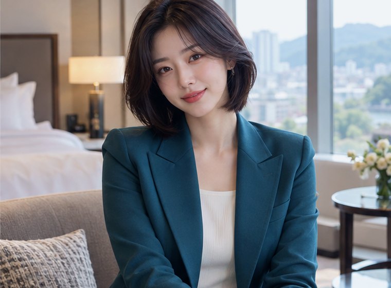 수원의 현대적인 라운지에서 일정 메모를 확인하는 20대 성인 한국 여성